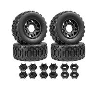 KiBcsLic Rc Auto Pneumatici Ruote Copertoni per Corsa Fuoristrada in Gomma con Disegno a Blocchi E Supporto Interno per Adatte a Camion Radiocomandati Pista, Black
