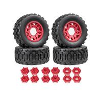 KiBcsLic Rc Auto Pneumatici Ruote Copertoni per Corsa Fuoristrada in Gomma con Disegno a Blocchi E Supporto Interno per Adatte a Camion Radiocomandati Pista, Red