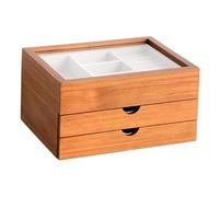 KiBcsLic Scatola Portaoggetti per Gioielli a 3 Strati, Espositore con Coperchio Trasparente, Organizer Decorativo per Gioielli con Cassetti per Orecchini a Bot