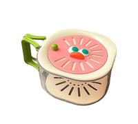 KiBcsLic Scolapasta, Colino per Frutta, Ciotola con Funzione Scolapasta E Manico Pieghevole, Coperchio in PP, Facile Da Usare, Adatto Anche Come Conte, Rosa