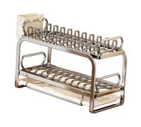 KiBcsLic Scolapiatti Portaoggetti a Due Livelli Supporto per Piatti Stendino per Bicchieri E Organizzatore per Posate con Struttura Robusta Adatto per, M