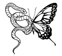 KiBcsLic Scultura da Parete a Farfalla Decorazione da Parete E Ferro Una Silhouette Nera Come Ornamento Decorativo Facile da Appendere Adatta per Came, con Serpente