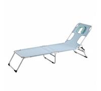 KiBcsLic Sdraio da Spiaggia Portatile Struttura Stabile Sedia a Sdraio con Foro per il Antiruggine Lettino Pieghevole Portatile Regolabile per Piscina, Sky Blue