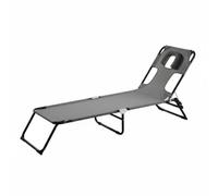 KiBcsLic Sdraio da Spiaggia Portatile Struttura Stabile Sedia a Sdraio con Foro per il Antiruggine Lettino Pieghevole Portatile Regolabile per Piscina, Dark Gray
