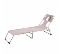 KiBcsLic Sdraio da Spiaggia Portatile Struttura Stabile Sedia a Sdraio con Foro per il Antiruggine Lettino Pieghevole Portatile Regolabile per Piscina, Pink