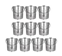KiBcsLic Secchiello con Manico Lucidato Decorativo, Secchio in Acciaio Inox con Coperchio, Inossidabile, Secchio Manico, per Cerimonie, Riti, Argento