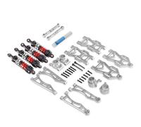 KiBcsLic Set Braccetti Sospensione in Alluminio Ammortizzatori Regolabili Kit Braccetti Sospensione Auto RC Leggero per Modellisti, Silver