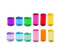 KiBcsLic Set di 12 Blocchi Da Costruzione Arcobaleno, Regalo per Bambini, Cilindri in Acrilico per Costruzioni Arcobaleno