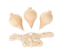 KiBcsLic Set di 3 Giroscopi in Legno Non Verniciati Trompos per Adulti, Bambini E