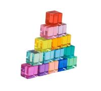 KiBcsLic Set di Blocchi Da Costruzione con Cubi Acrilici Arcobaleno per Il Riconoscimento Dei Colori E Il Divertimento Dell'impilamento, 15 Pz, Taglia unica bambino