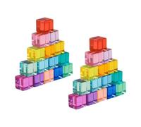 KiBcsLic Set di Blocchi Da Costruzione con Cubi Acrilici Arcobaleno per Il Riconoscimento Dei Colori E Il Divertimento Dell'impilamento, 30 Pezzi, Taglia unica bambino