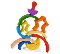 KiBcsLic Set di Costruzioni Impilabili in Legno Rianbow, Giocattolo Colorato per L'apprendimento Precoce Dei Più Piccoli
