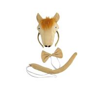 KiBcsLic Set per Cosplay da Cavallo per Bambini, Copricapo di Halloween, Orecchie, Cerchietto, Fiocco, Coda da Animale, Costume Elegante per Carnevale E Spetta, Senza Zampe