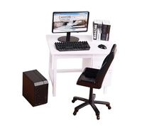 KiBcsLic Set Scrivania E Sedia in Miniatura Mobili Stanza Ufficio Bambole Accessori Scala 1 12 con Organizzatore File Adatto per Giardini delle, Bianco
