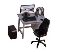 KiBcsLic Set Scrivania E Sedia in Miniatura Mobili Stanza Ufficio Bambole Accessori Scala 1 12 con Organizzatore File Adatto per Giardini delle, Grigio
