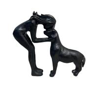 KiBcsLic Statua Cane Figurina Ornamento Da Scaffale Scultura Pezzo Decorativo in Resina Adatta per Arricchire L'Estetica Del Soggiorno Ufficio, Nero