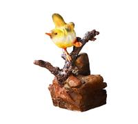 KiBcsLic Statua di Uccello su Ramo, Opera d'Arte da Tavolo, Modello Originale, Scultura di Animale per Giardino, Bar, Studio, Ingresso, Uccello Giallo