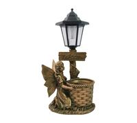 KiBcsLic Statua Illuminata, Figura Decorativa da Giardino per Terrazzo, Marrone