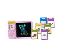 KiBcsLic Tavoletta Tascabile per Scrivere E Scrivere, con Schede Interattive E Blocco Da Disegno, per Bambini Dai 2 Ai 6 Anni, Rosa con 112 carte, Taglia unica