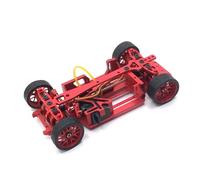 KiBcsLic Telaio per Auto da Sliding 1/28 Modello Leggero Kit Telaio in Metallo per Auto RC Interasse Regolabile Modellisti, Competizione, Pista Indoor, Rosso