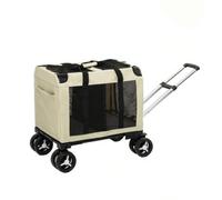 KiBcsLic Trasportino con Scomparti e Ruote Ventilato Trasportino con Scomparto Doppio Maneggevole per, Passeggiate, Marrone, color to 3, Taglia Unica