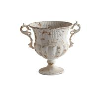 KiBcsLic Vaso Vaso a Forma di Anfora in Ferro Manici Effetto Invecchiato a Forma di Anfora in Ghisa con Piedistallo Vintage Fioriera