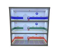 KiBcsLic Vetrina per Modellini di Auto Espositore a Tre Piani Scena di Parcheggio Contenitore per Collezioni in PVC E Acrilico con Luce Adatto per Amanti del M, Style C