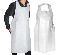 KIBERTIC Confezione da 100 Grembiuli Monouso Impermeabili - Grembiule Bianco da Cucina Professionale per Donna e Uomo, Grembiule Chef per Ristorazione, Catering e Ristorante