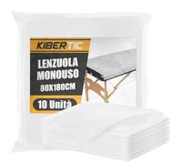 KIBERTIC Lenzuola Usa e Getta 10 Pezzi 80x180, Copri Lettino Massaggio | TNT SMS 17 g/m², tre strati idrorepellenti, formato piano senza elastico per basi 60-70 cm, estetica e tatuaggio