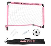 KiBiGOAL Porta da calcio rosa per bambini, 89 x 58,4 cm + set da calcio da 15 cm, piccole porte pieghevoli per bambini, mini porte per giardino/interno/esterno