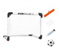 KiBiGOAL Set di porte da calcio per bambini, palla da 13 cm + mini porta pieghevole portatile 60 cm x 45 cm, set bianco, porta per bambini per interni + esterni + giardino, piccolo giocattolo da