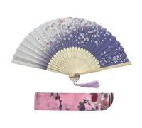 Kibon Ventagli pieghevoli in bambù con nappa, ideali come regalo di compleanno, danza, cosplay, feste di nozze, decorazione (viola chiaro)
