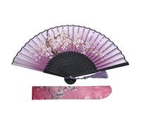 Kibon Ventilatori Pieghevoli, Ventilatori Portatili, Ventilatori a Mano, Ventilatori in Bambù con Nappa per Regali di Compleanno, Cosplay, Matrimonio, Decorazioni per Feste (Viola)