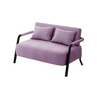 KIBONCY 2 Seater Linen Fabric Loveseat Sofa, Black Metal Frame Small Double Couch for Apartment Bedroom Compact Living Room Furniture(A,65cm)