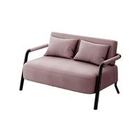 KIBONCY 2 Seater Linen Fabric Loveseat Sofa, Black Metal Frame Small Double Couch for Apartment Bedroom Compact Living Room Furniture(C,105cm)