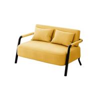 KIBONCY 2-Seater Linen Loveseat Sofa, Modern Mini Couch with Sturdy Metal Frame, Comfortable Small with Throw Pillows for Bedroom Living Room Studio Apartment(D,65cm)