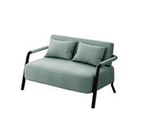 KIBONCY 2-Seater Linen Loveseat Sofa, Modern Mini Couch with Sturdy Metal Frame, Comfortable Small with Throw Pillows for Bedroom Living Room Studio Apartment(E,65cm)