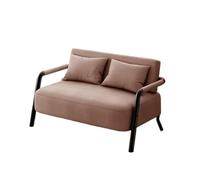 KIBONCY 2-Seater Linen Loveseat Sofa, Modern Mini Couch with Sturdy Metal Frame, Comfortable Small with Throw Pillows for Bedroom Living Room Studio Apartment(F,155cm)