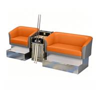 KIBONCY 3-Person Billiard Lounge Spectator Chair Set, Single & Double Pool Viewing Sofa Storage Foot Cabinet for Home Basement Room(C)