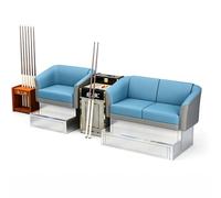 KIBONCY 3-Person Billiard Lounge Spectator Chair Set, Single & Double Pool Viewing Sofa Storage Foot Cabinet for Home Basement Room(E)