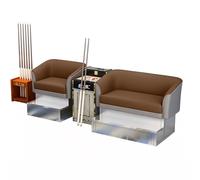 KIBONCY 3-Person Billiard Lounge Spectator Chair Set, Single & Double Pool Viewing Sofa Storage Foot Cabinet for Home Basement Room(B)