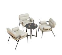 KIBONCY 3-Piece Conversation Set with Round Table - Mid-Century Accent Chair, Leatherette Upholstered Chairs with Iron Frame Modern Seating for Café(4)