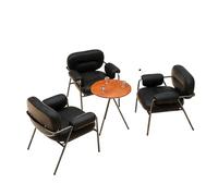 KIBONCY 3-Piece Conversation Set with Round Table - Mid-Century Accent Chair, Leatherette Upholstered Chairs with Iron Frame Modern Seating for Café(1)