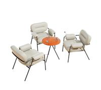 KIBONCY 3-Piece Conversation Set with Round Table - Mid-Century Accent Chair, Leatherette Upholstered Chairs with Iron Frame Modern Seating for Café(3)