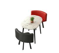 KIBONCY 3-Piece Faux Marble Bistro Set, Oval Table with Upholstered Chairs, Stain-Resistant Leather, for Living(B)