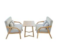 KIBONCY 3-Piece Outdoor Indoor Seating Set, Water-Resistant Solid Wood Frame with Fade-Proof Light Gray Cushions for Garden & Reading Nook(3)