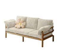 KIBONCY 3-Seater Corduroy Sofa with Solid Wood Frame, Modern Couch with Lumbar Pillows and Legs for Living Room(C,160cm)
