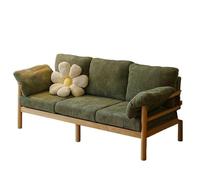 KIBONCY 3-Seater Corduroy Sofa with Solid Wood Frame, Modern Couch with Lumbar Pillows and Legs for Living Room(A,131cm)