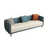 KIBONCY 3-Seater Modern Sofa, Gold Metal Legs Two-Tone Faux Leather Couch Sturdy Wood Frame Accent for Living Room(F,204cm)