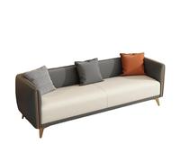 KIBONCY 3-Seater Modern Sofa, Gold Metal Legs Two-Tone Faux Leather Couch Sturdy Wood Frame Accent for Living Room(D,174cm)